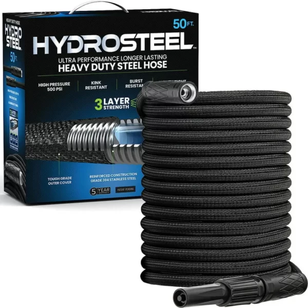 Garden Hose Heavy Duty Steel  Triple Layered Water  50ft